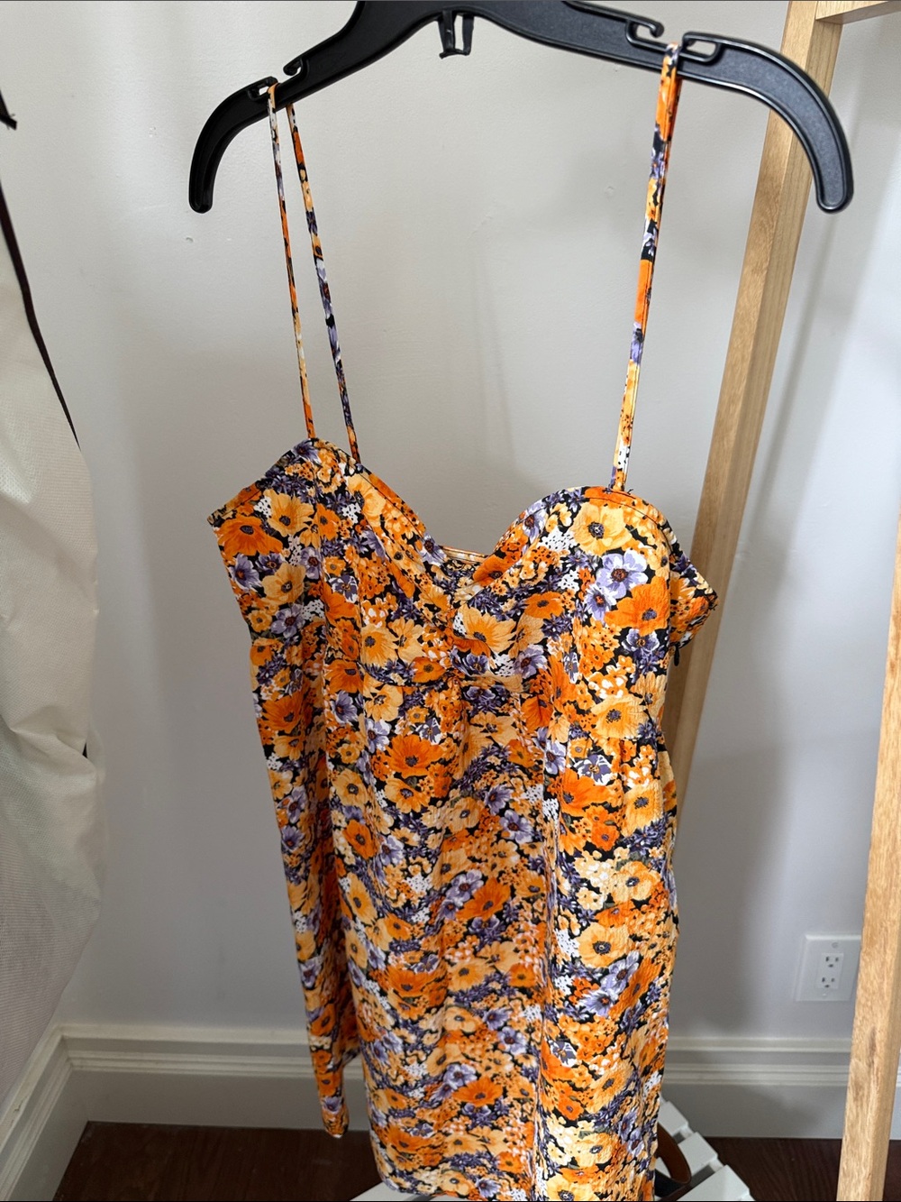 Floral Spaghetti-Strap Cami mini dress in Orange and Purple